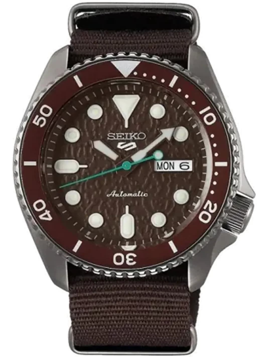 Montre Seiko SRPD85K1 Automatique Cadran Marron et Bracelet Textile Kaki