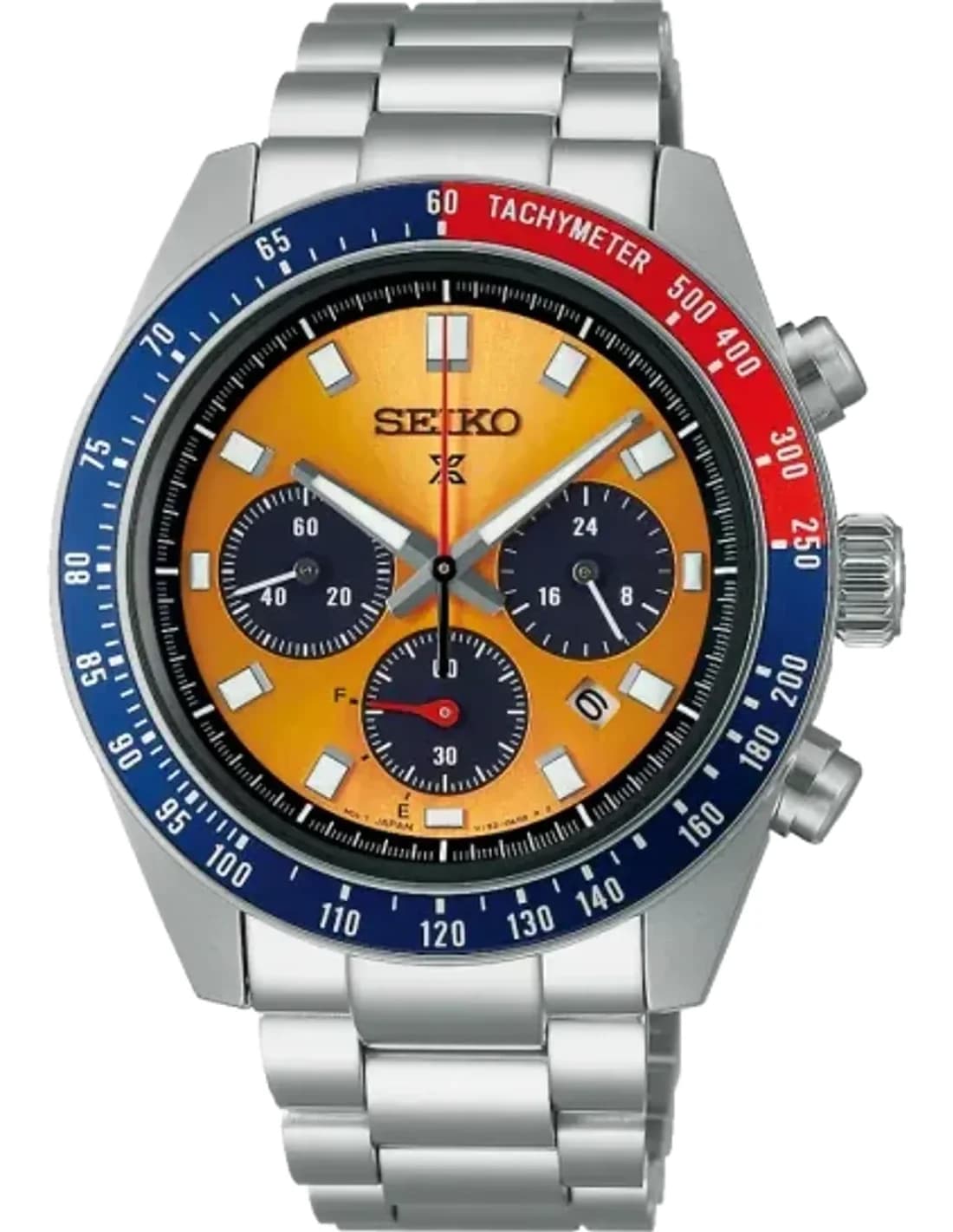 Montre Seiko SSC947P1 Speedtimer Solaire Cadran Jaune Doré et Lunette Bicolore