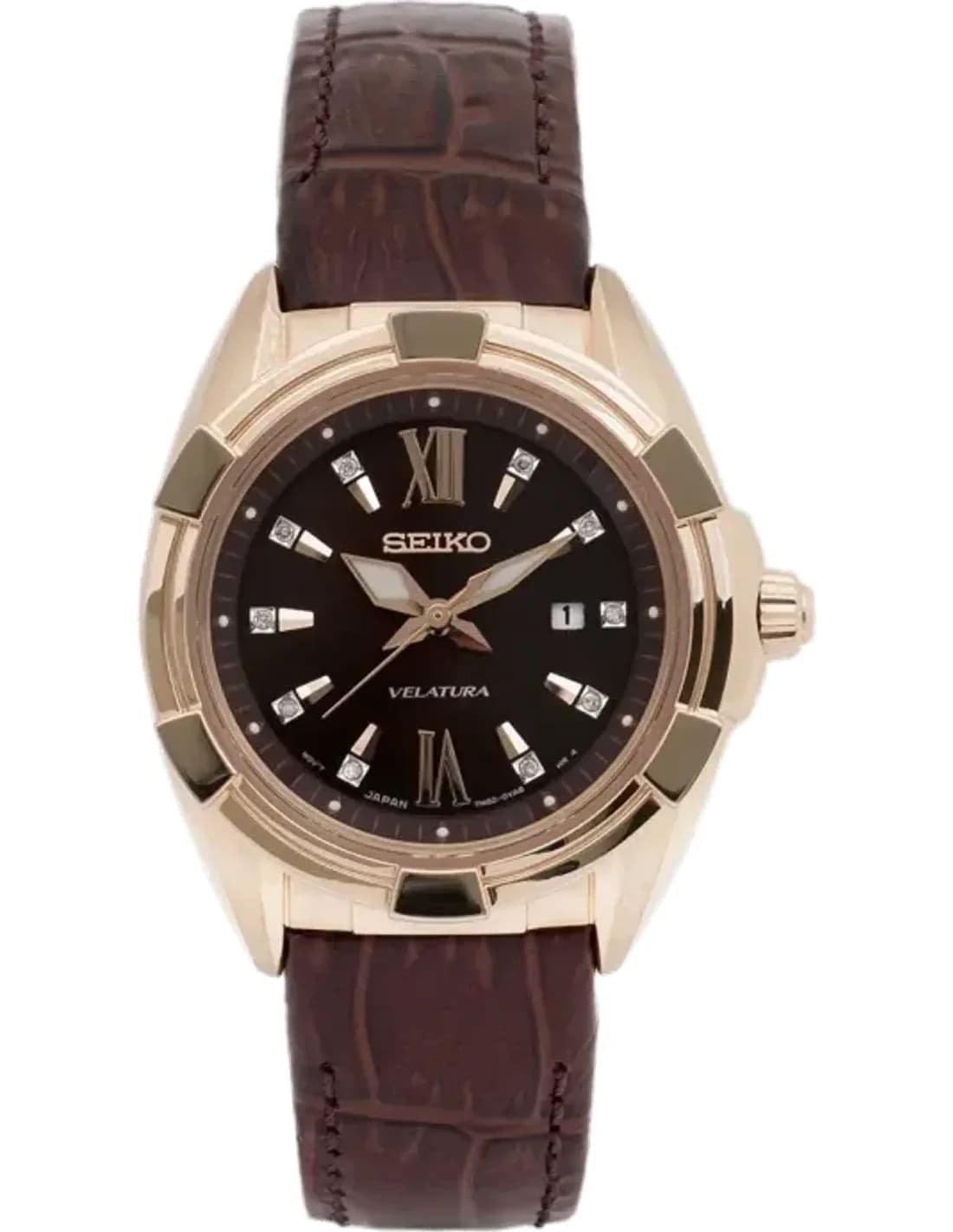 Montre Seiko SXDG12P1 Velatura Cadran marron et Diamants
