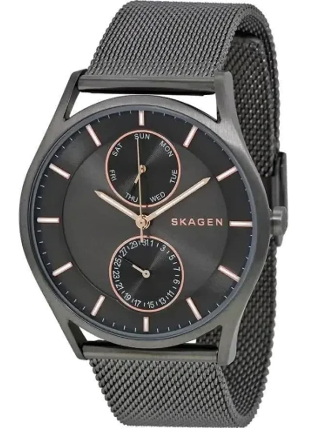 Montre Skagen SKW6180 Holst en Acier Noir et Maille Milanaise
