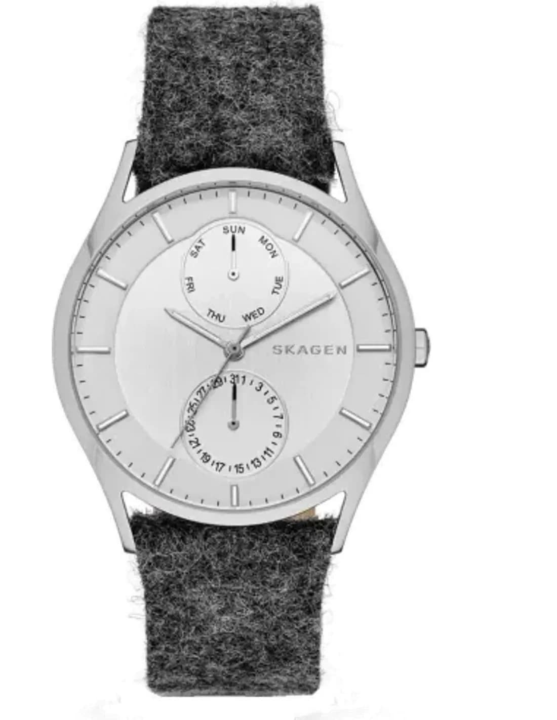 Montre Homme Skagen SKW6238 Bracelet Cuir Tissu Gris