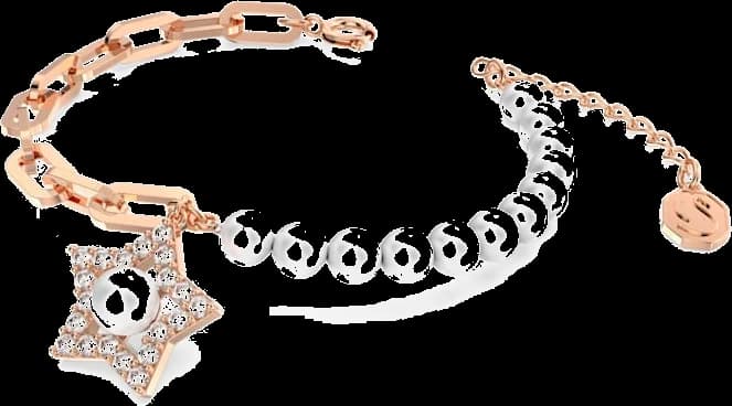 Bracelet Swarovski Stella étoile blanche en perles et acier plaqué or rose