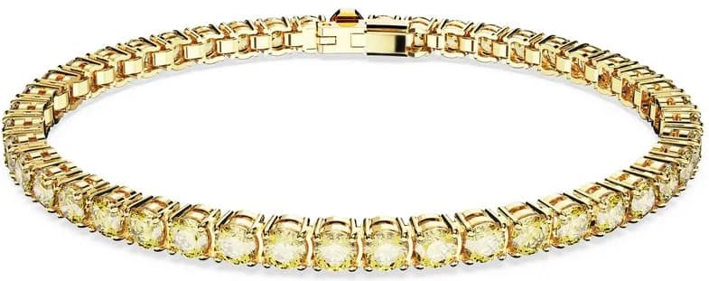 Bracelet Swarovski Matrix Tennis 5648933 cristaux taille ronde plaqué or jaune