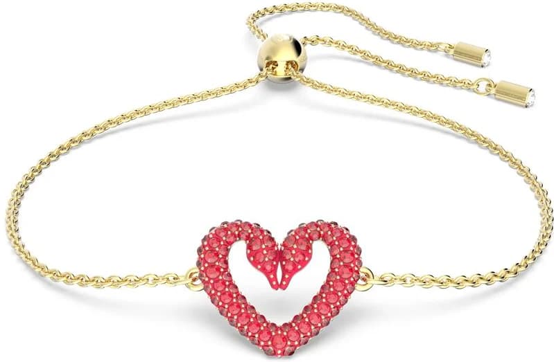 Bracelet Swarovski Una Petit Coeur Rouge Plaqué or