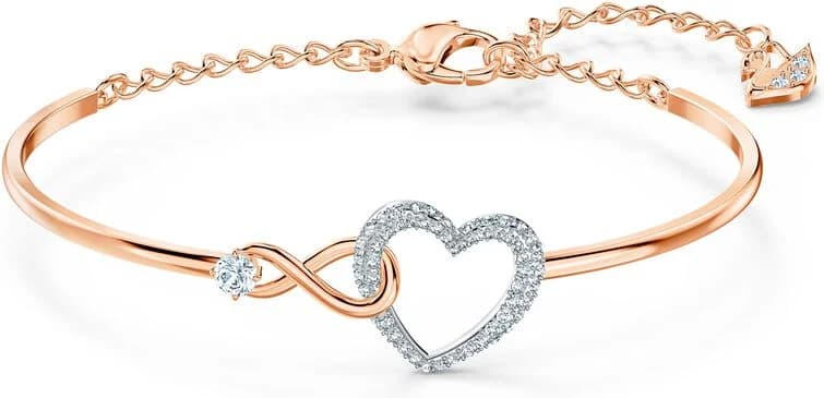 Bracelet Swarovski Hyperbola 5518869 Infinity Coeur Blanc Finition métal plaqué or rose