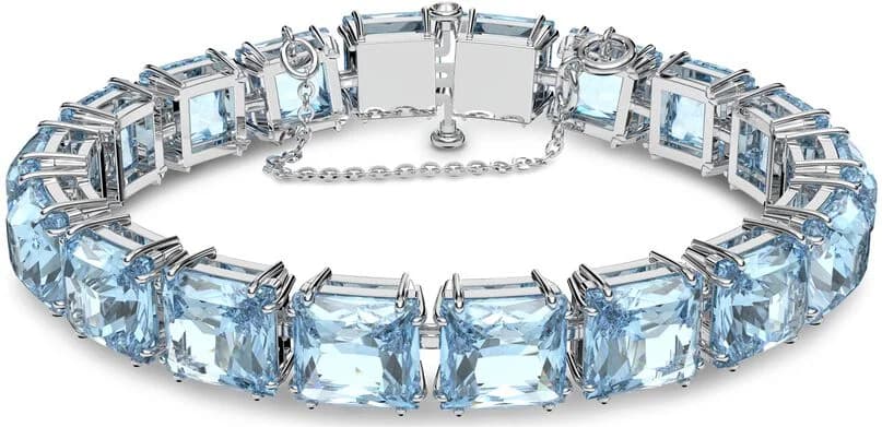 Bracelet Swarovski Millenia 5614924 cristaux taille carrée bleu rhodié