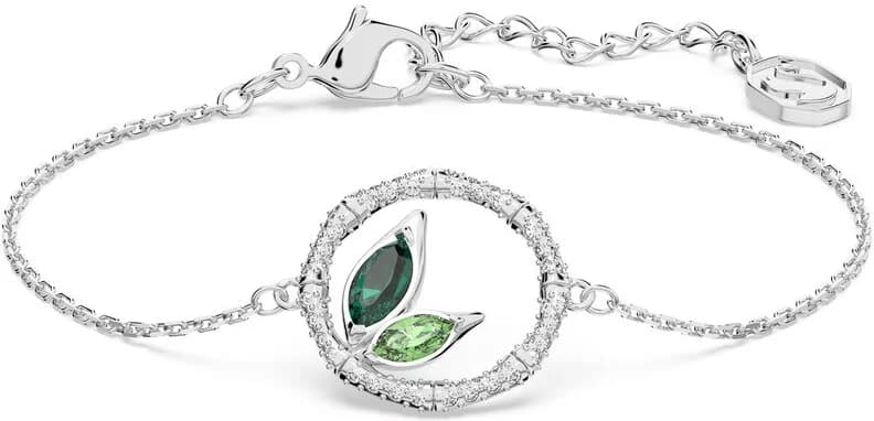 Bracelet Swarovski Dellium Cercle Bambou Vert Rhodié