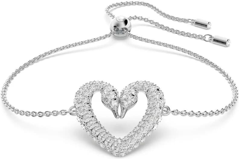 Bracelet Swarovski Una 5625534 coeur cygnes plaqué rhodium blanc