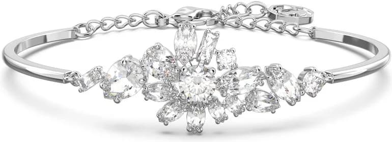 Bracelet Jonc Swarovski Gema Fleur Blanc Rhodié