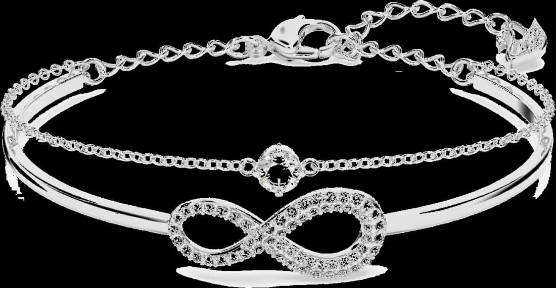 Bracelet Jonc Swarovski Infinity 5520584 Plaqué Rhodium Blanc
