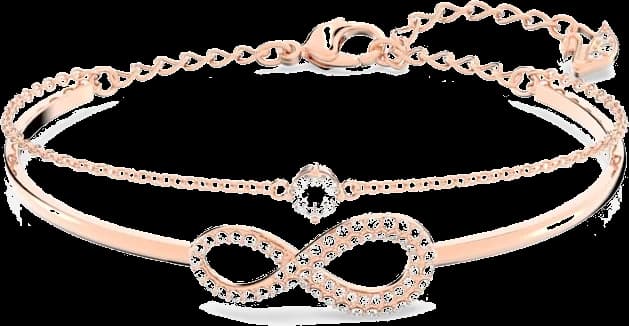 Bracelet Swarovski Infinity Plaqué or rose cristaux blancs