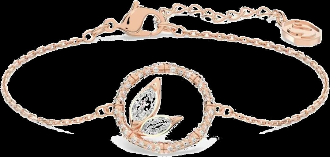Bracelet Swarovski Dellium bambou 5645376 plaqué or rose cristaux blancs