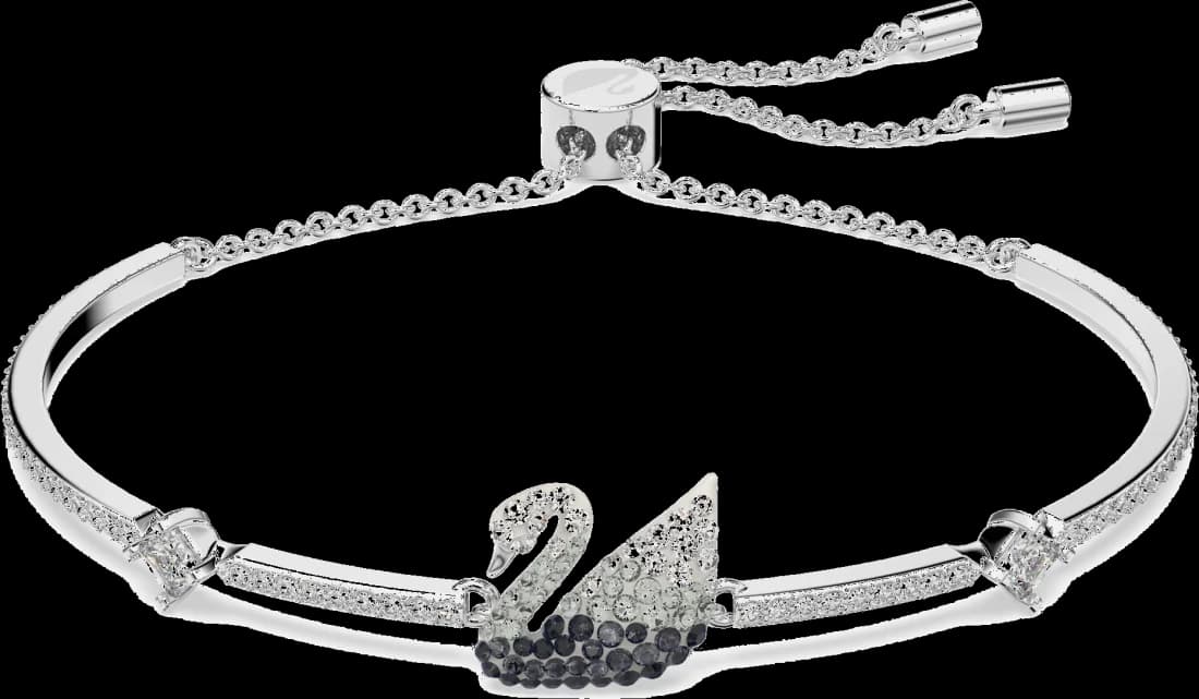 Bracelet jonc ajustable Iconic Swan 5614119 plaqué rhodium cristaux blancs