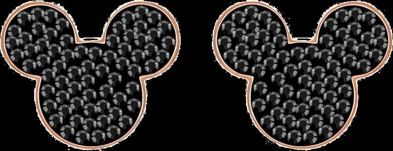 Boucles d'oreilles Swarovski Mickey & Minnie 5435137 plaqué or rose cristaux noirs