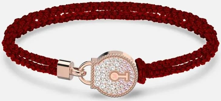 Bracelet Swarovski Togetherness 5561598 corde tressée rouge cristaux roses et blancs