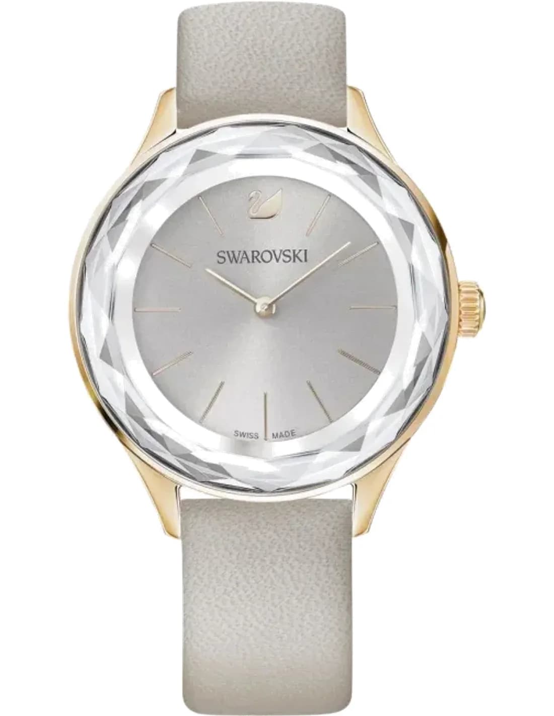 Montre Swarovski 5295326 Octea Lux Lunette Cristal Gris et Cuir