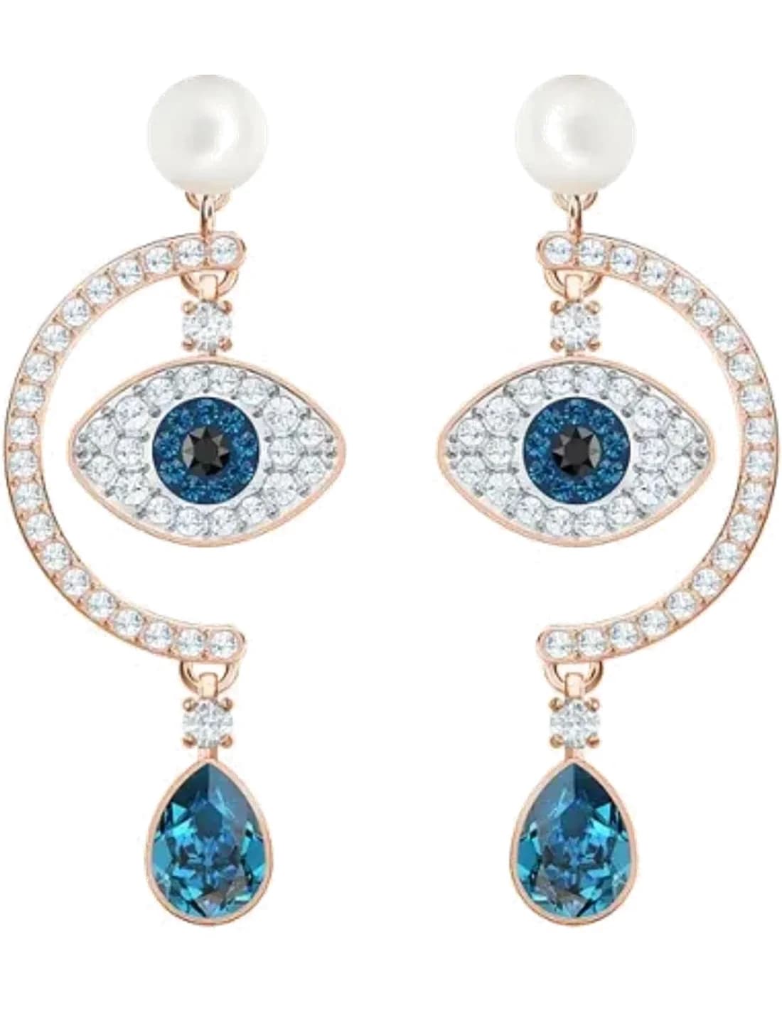 Boucles d'oreilles Swarovski Luckily Evil Eye 5425860 en métal plaqué or rose