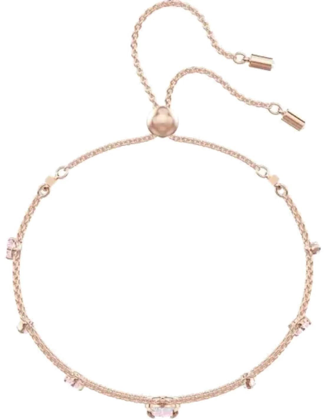 Bracelet ajustable One Swarovski 5446304 cristaux blancs et roses plaqué or rose