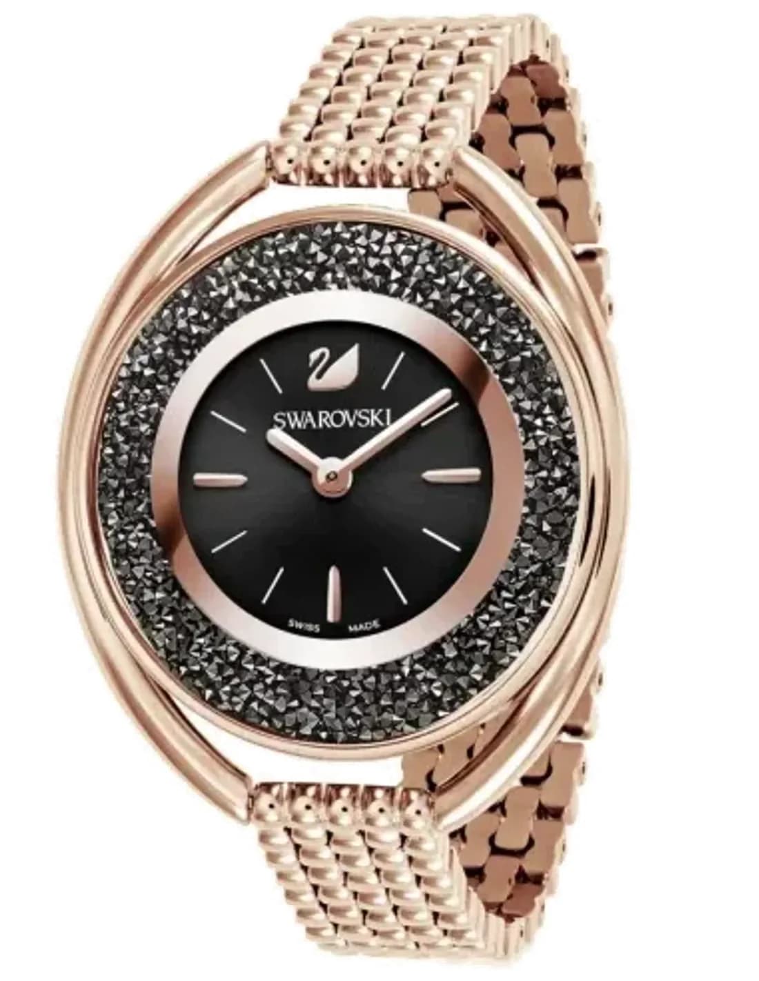 Montre Swarovski Crystalline cadran ovale 5480507 cadran incrusté de cristaux noirs