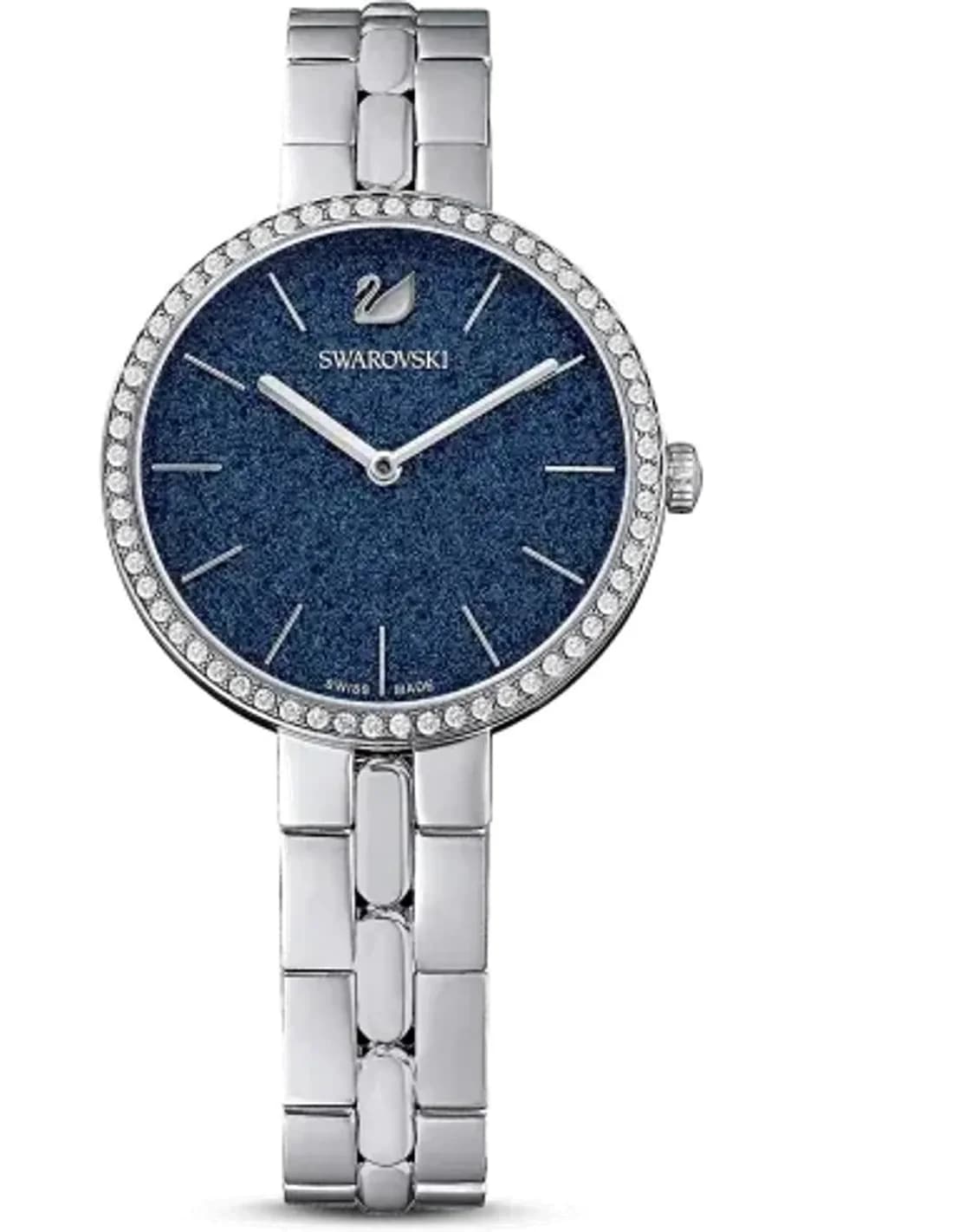 Montre Swarovski 5517790 Cadran Bleu Poudre de Diamants et Acier Poli