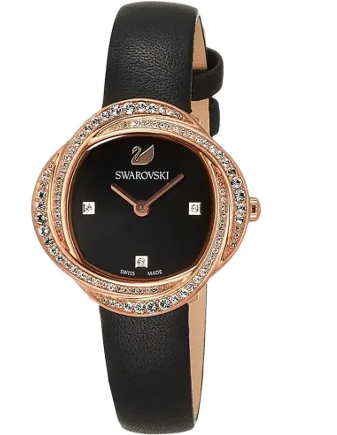 Montre Swarovski 5552421 Crystal Flower en Acier et Cuir Noir