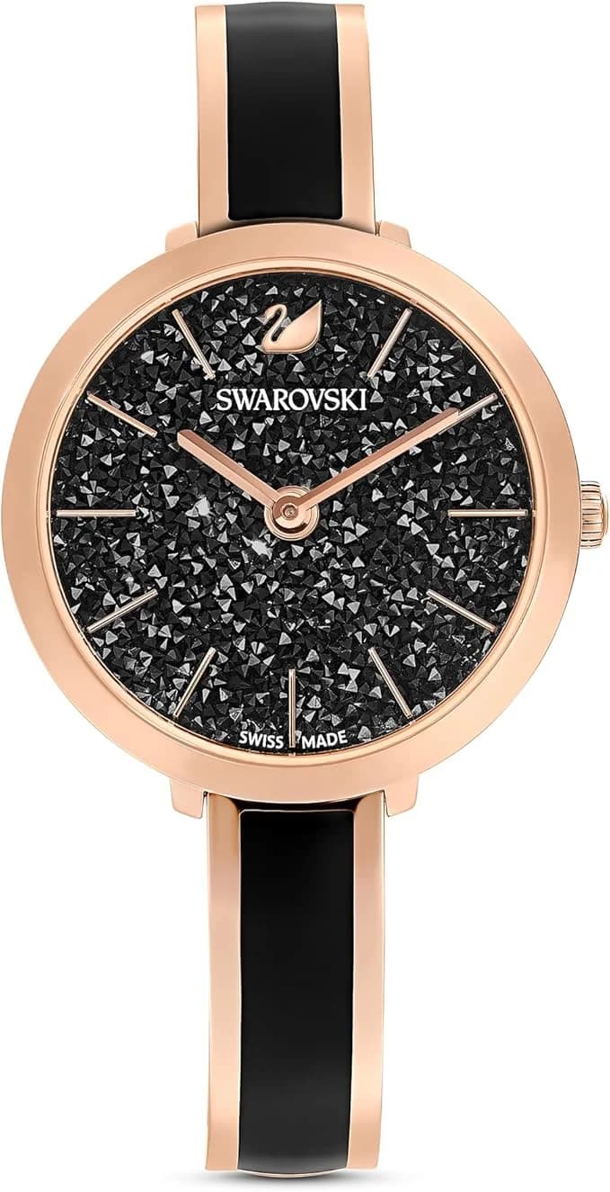 Montre Swarovski 5580530 Crystalline Delight en Acier Noir et Or Rose