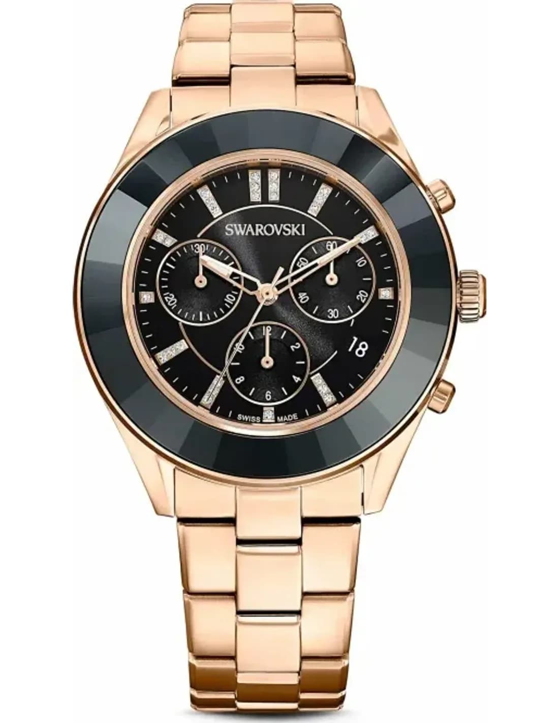 Montre Swarovski Octea Lux Sport 5610478 chronomètre bracelet métal or rose