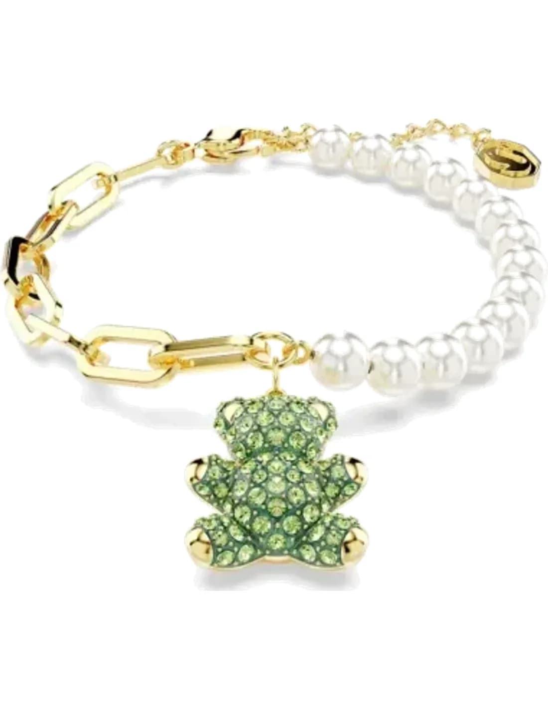 Bracelet Swarovski 5669167 Ours Teddy vert réglable incrusté de perles