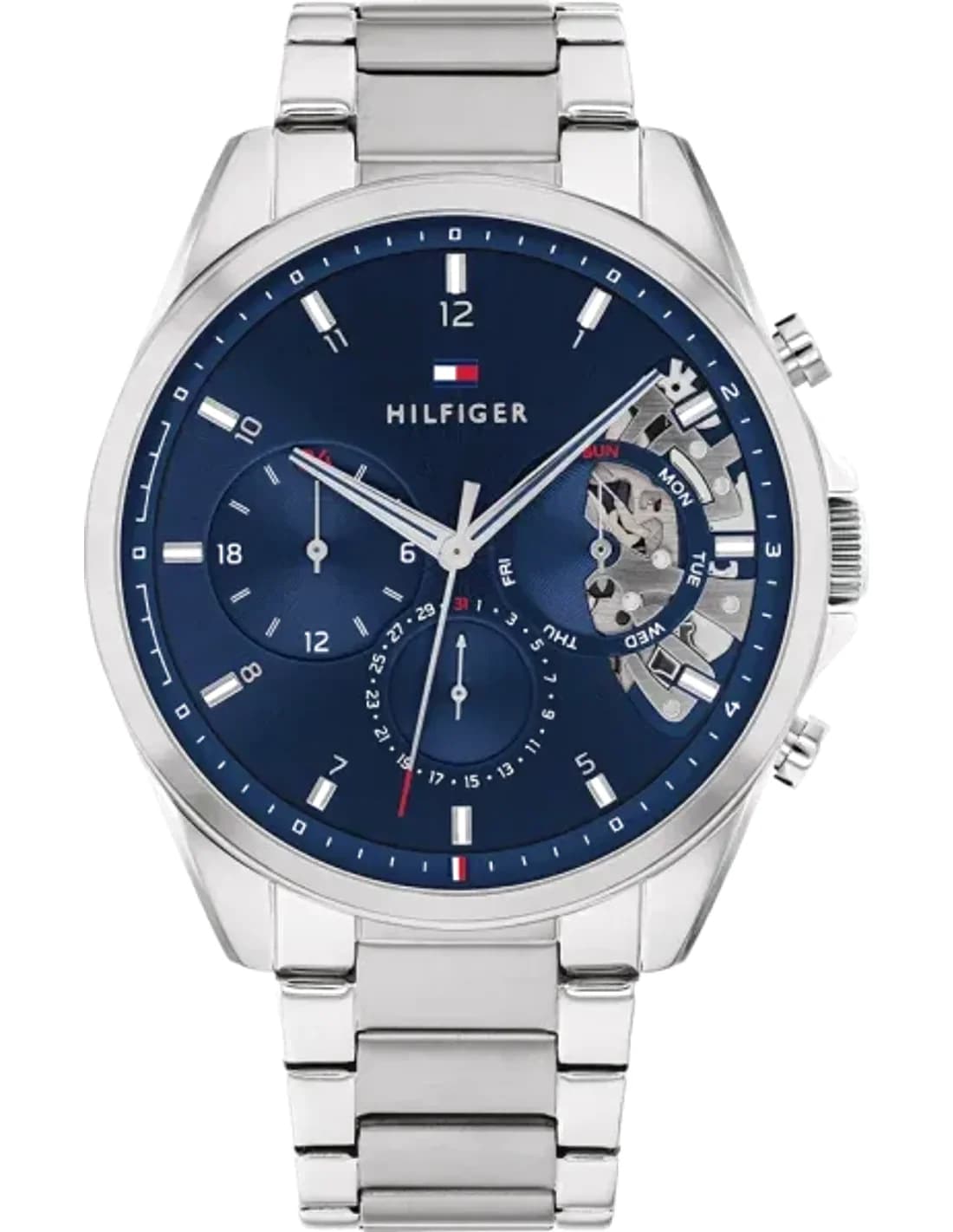Montre Tommy Hilfiger 1710448 Baker en acier poli et cadran bleu profond