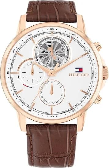 Montre Homme Tommy Hilfiger Stewart 1710606 cadran blanc bracelet cuir