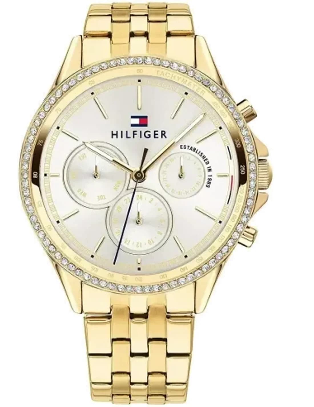 Montre Tommy Hilfiger 1781977 ornée de cristaux en acier or jaune