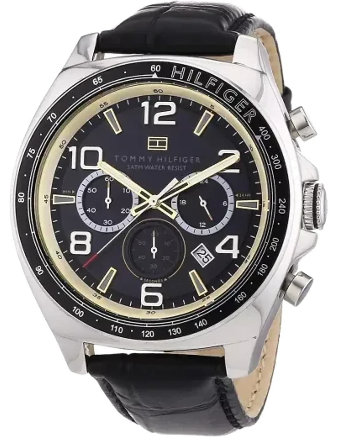 Montre Homme Tommy Hilfiger 1790936 Cadran noir et finitions jaunes