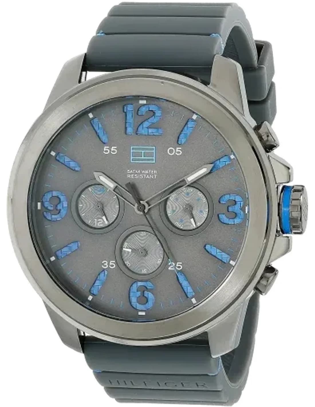 Montre Homme Tommy Hilfiger 1791094 Index bleus clairs et silicone gris
