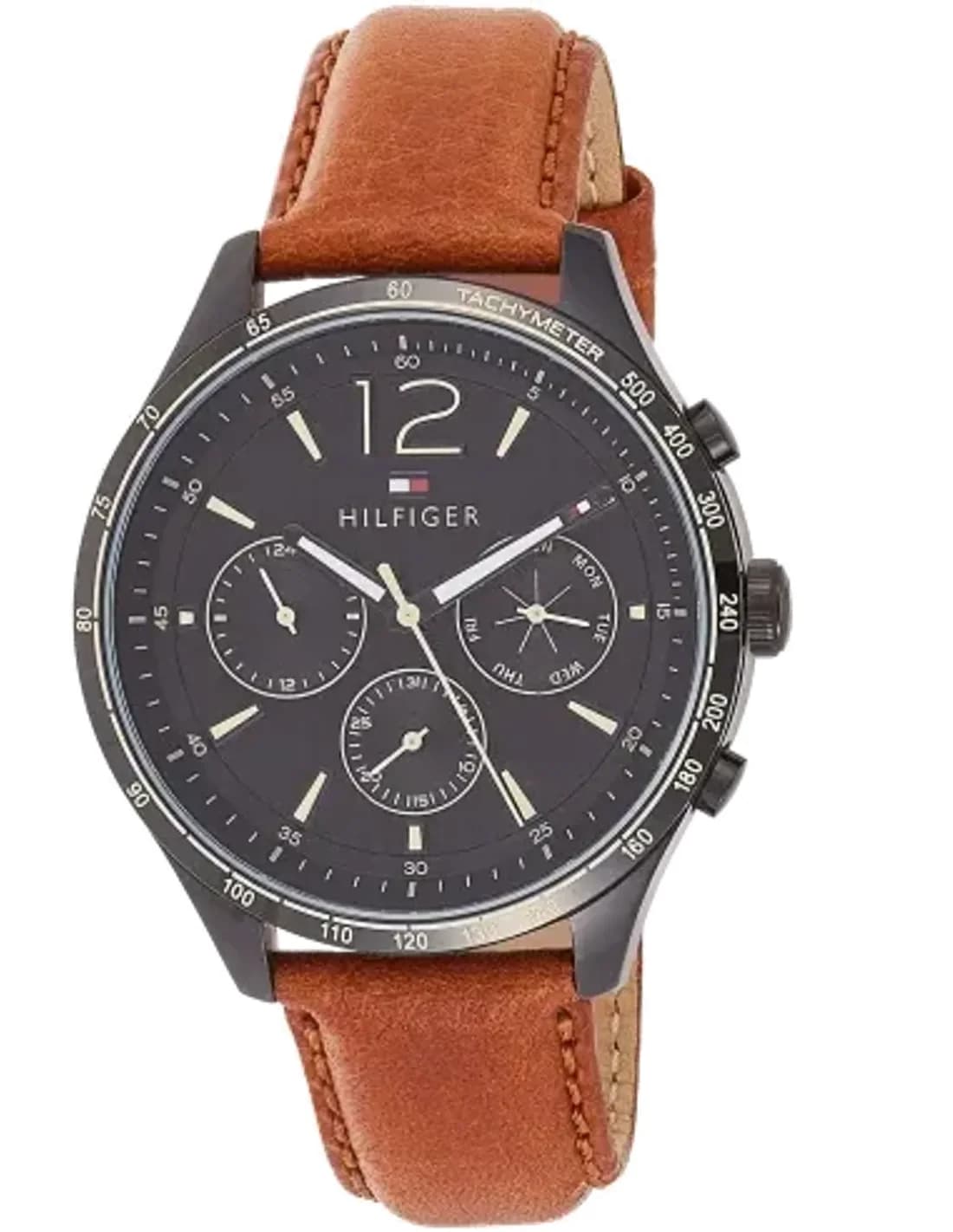 Montre Tommy Hilfiger 1791470 Cadran Bleu et Bracelet Cuir Brun
