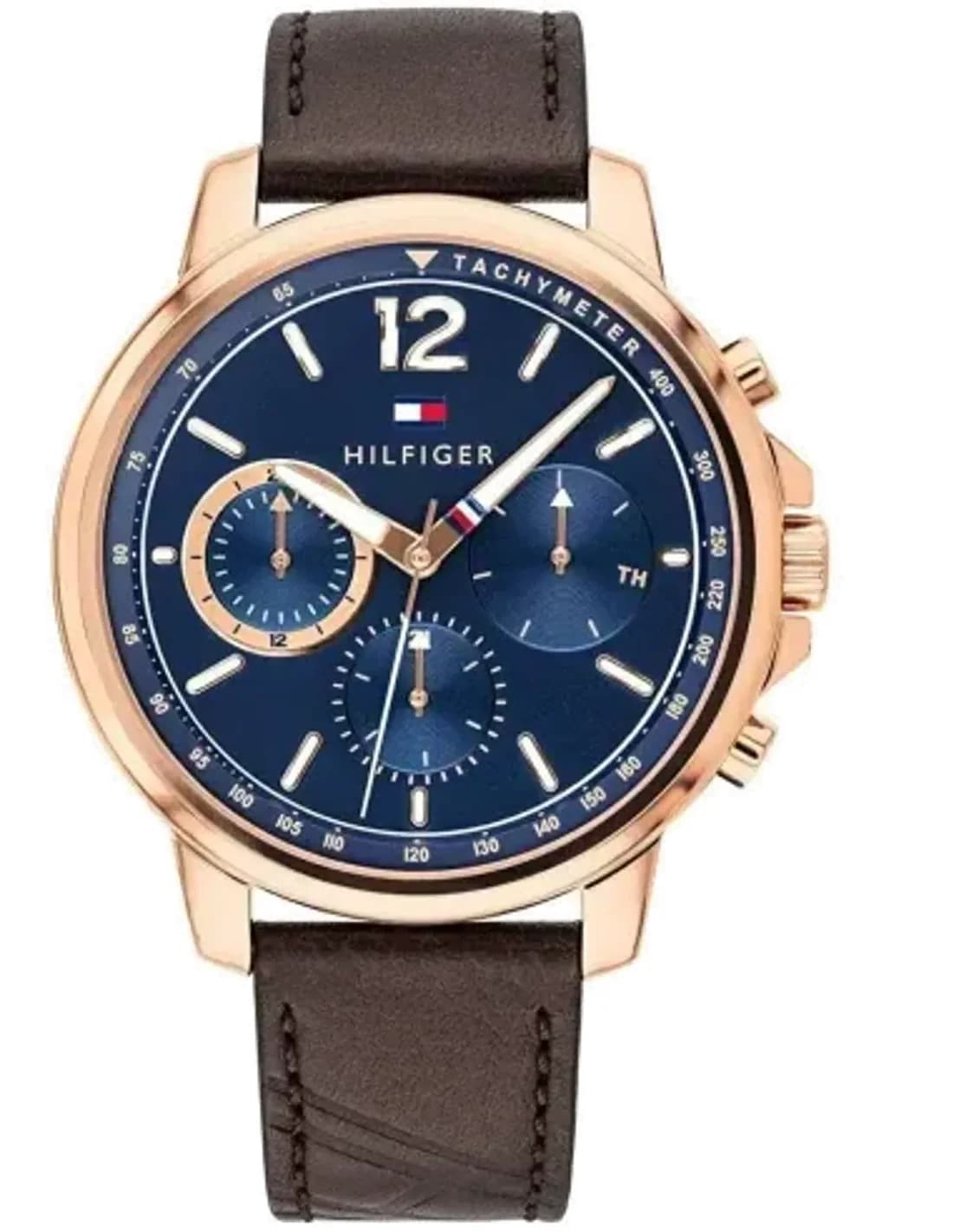 Montre Tommy Hilfiger 1791532 Landon Cadran Bleu et Bracelet Cuir Marron