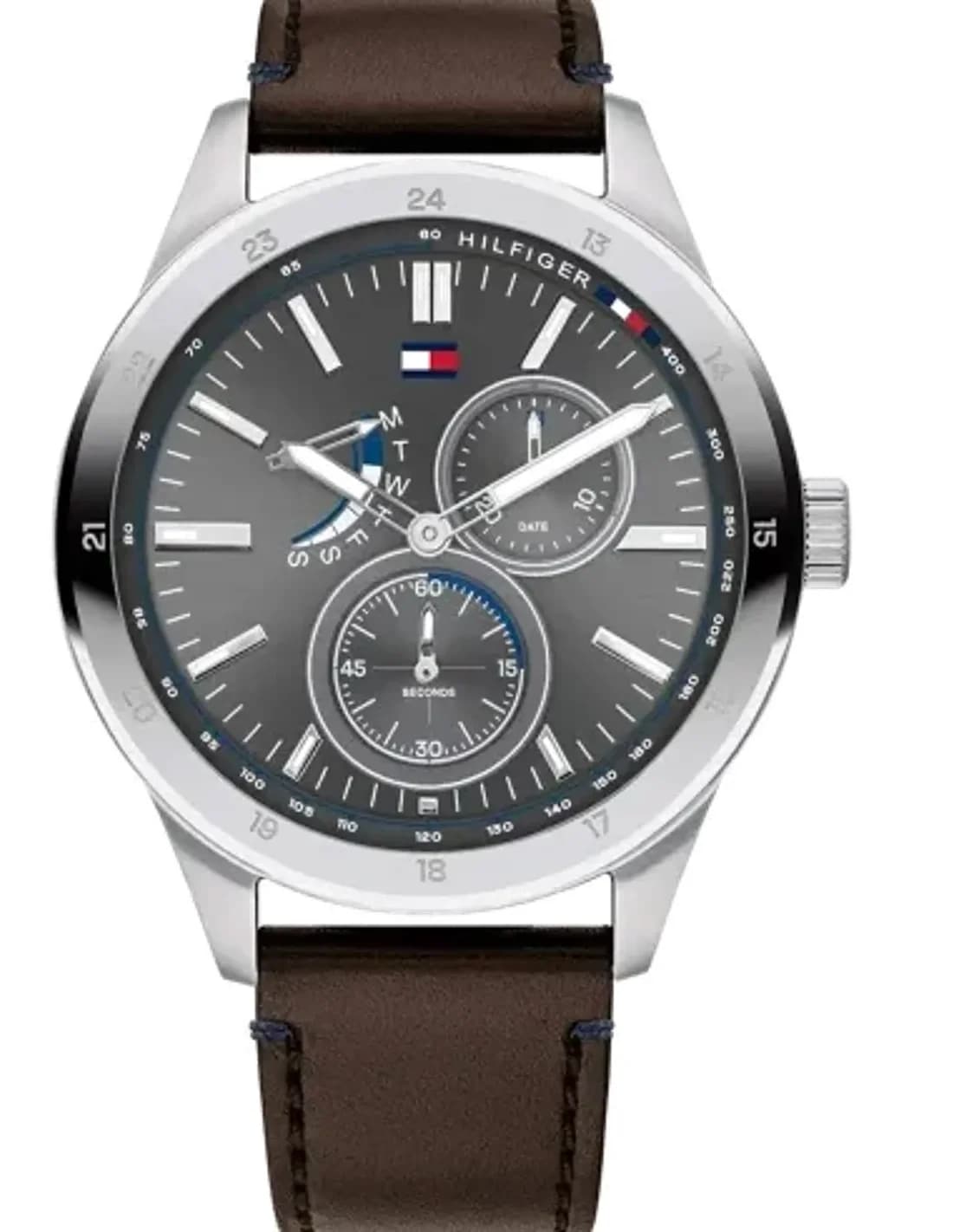 Montre Homme Tommy Hilfiger 1791637 Austin Cadran Bleu et Cuir Marron