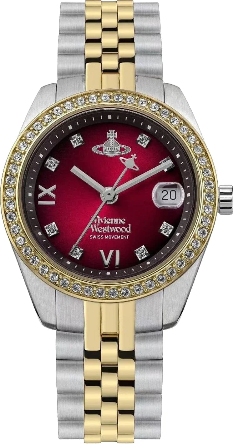 Montre Femme Vivienne Westwood Charlton VV316RBSG cadran rouge bracelet acier