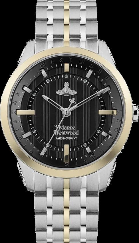 Montre Femme Vivienne Westwood East End VV262BKSG bracelet bicolore en acier cadran noir