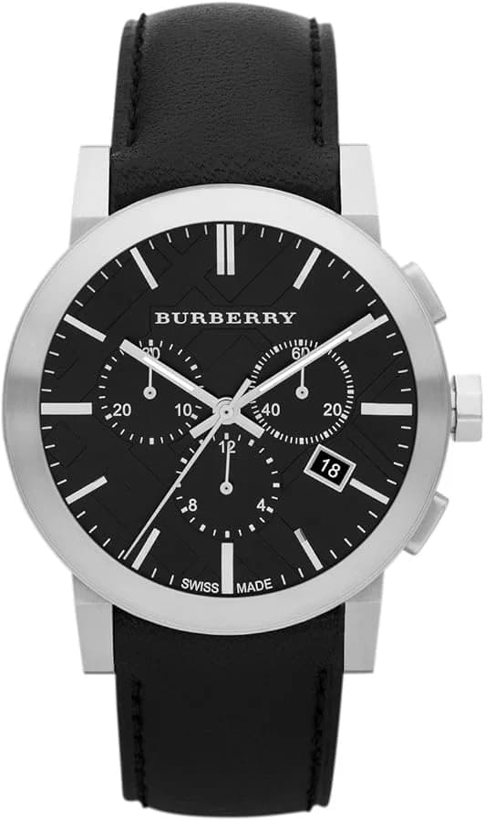 Burberry BU9356 Chronometer Black Leather Strap Watch