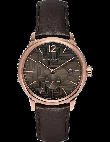 Burberry BU10012 Brown Leather Strap Stainless Steel Round Case Men's Watch