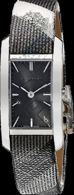 Montre Burberry rectangulaire BU9505 bracelet en cuir noir