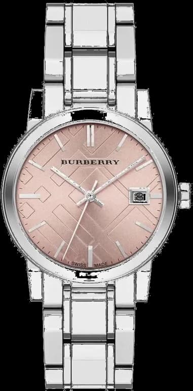Montre Burberry The City BU9124 en acier inoxydable à carreaux roses