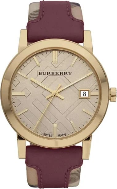 Burberry BU9017 Heritage Nova Check Burgundy Leather Women's Watch