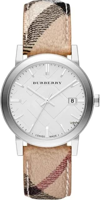 Burberry BU9025 The City Monogram Silver Leather Women's Watch