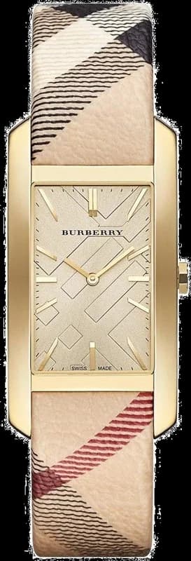 Burberry BU9407 Rectangular Rose Gold Leather Beige Sapphire Glass Women's Watch