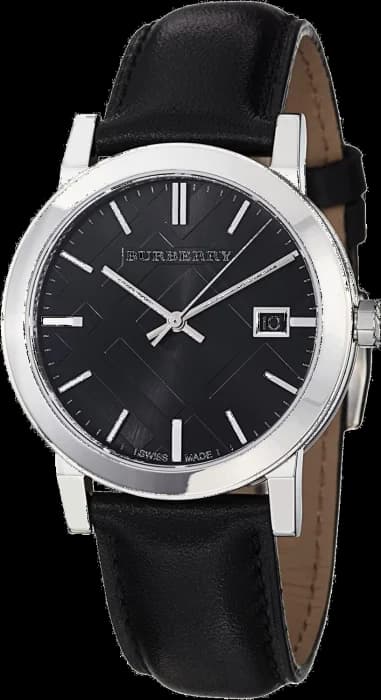 Burberry BU9009 Men's Watch Round Black Leather Strap