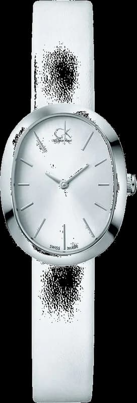 Montre Femme Calvin Klein Incentive K3P231L6 Quartz Cadran Argent Bracelet Cuir Blanc
