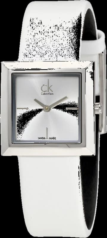 Montre Femme Calvin Klein Mark K3R231L6 quartz cadran argenté bracelet cuir blanc