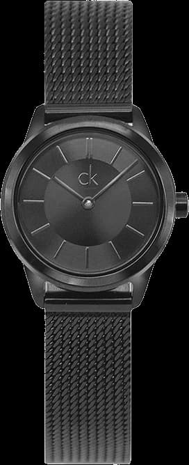 Montre Femme Calvin Klein Minimal K3M234B1 quartz cadran noir bracelet maille en acier inoxydable noir