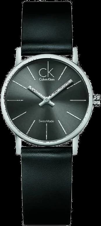 Montre Femme Calvin Klein Post Minimal K7622107 quartz cadran noir bracelet en cuir noir